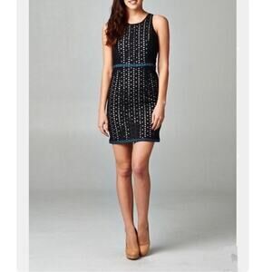 Esley Embroidered Eyelet Sleeveless Cream & Black Mini Dress Size S